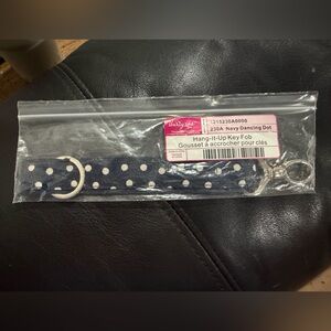 Thirty-One Navy and White Polka Dot Key Fob